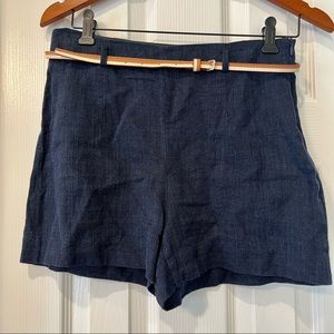 Zara woven high waisted navy shorts - size medium